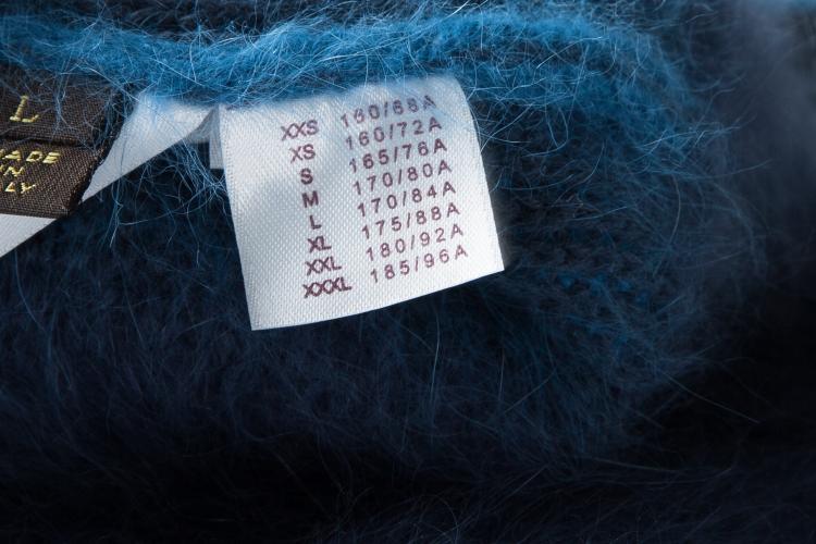 Pre Owned Louis Vuitton Blue Striped Angora Hair Fuzzy Sweater L