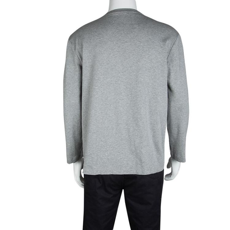 Pre Owned Louis Vuitton Grey Jersey Volez Voguez Voyagez Print Long Sleeve T-Shirt L