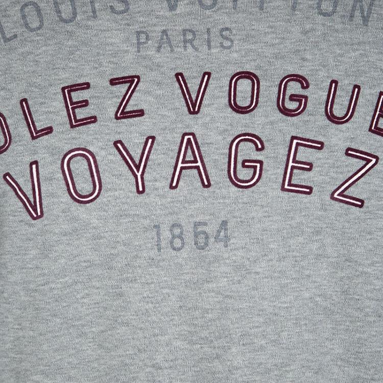 Pre Owned Louis Vuitton Grey Jersey Volez Voguez Voyagez Print Long Sleeve T-Shirt L