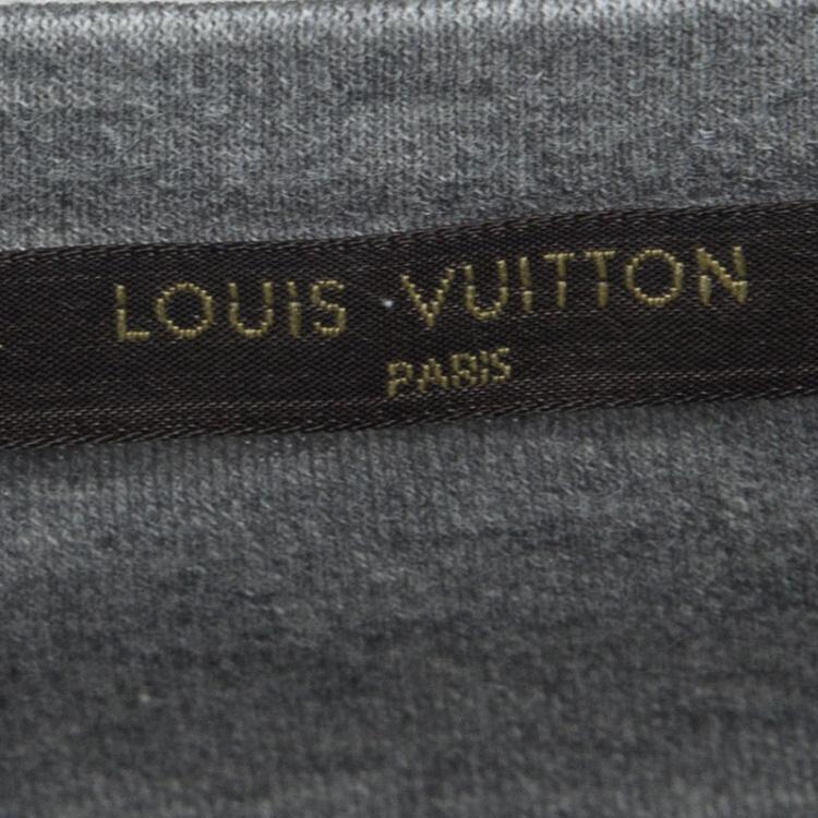 Pre Owned Louis Vuitton Grey Jersey Volez Voguez Voyagez Print Long Sleeve T-Shirt L