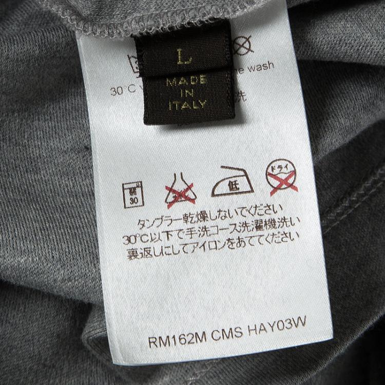 Pre Owned Louis Vuitton Grey Jersey Volez Voguez Voyagez Print Long Sleeve T-Shirt L