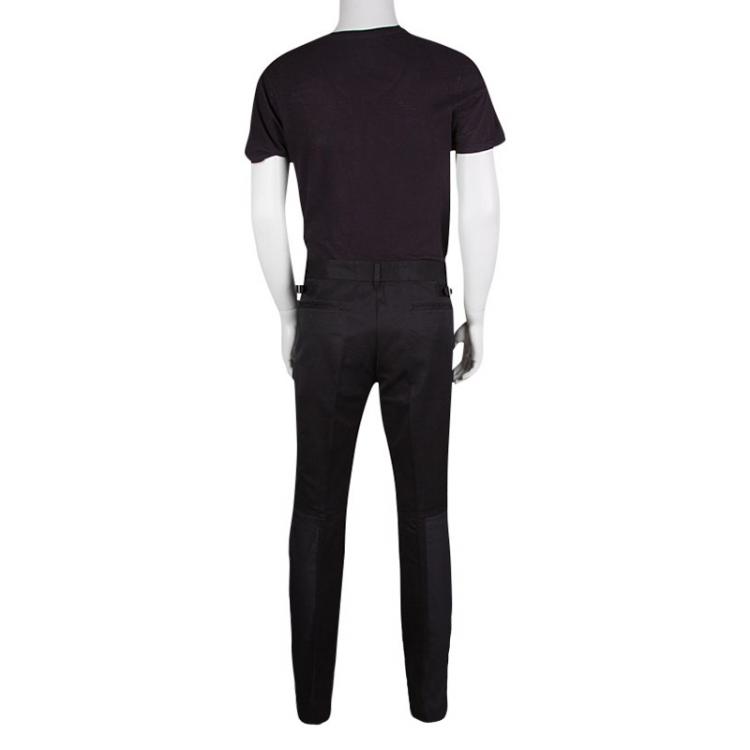 Pre Owned Louis Vuitton Navy Blue Cotton Contrast Paneled Trousers 3XL
