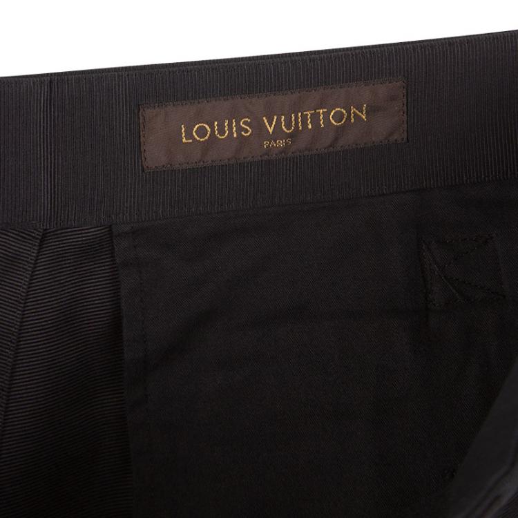 Pre Owned Louis Vuitton Navy Blue Cotton Contrast Paneled Trousers 3XL