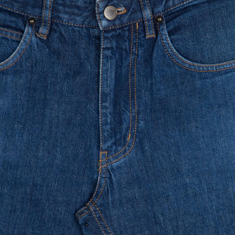 Pre Owned Louis Vuitton Indigo Washed Denim Straight Fit Jeans M