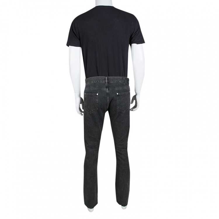Pre Owned Louis Vuitton Black Faded Effect Denim Slim Fit Jeans XL