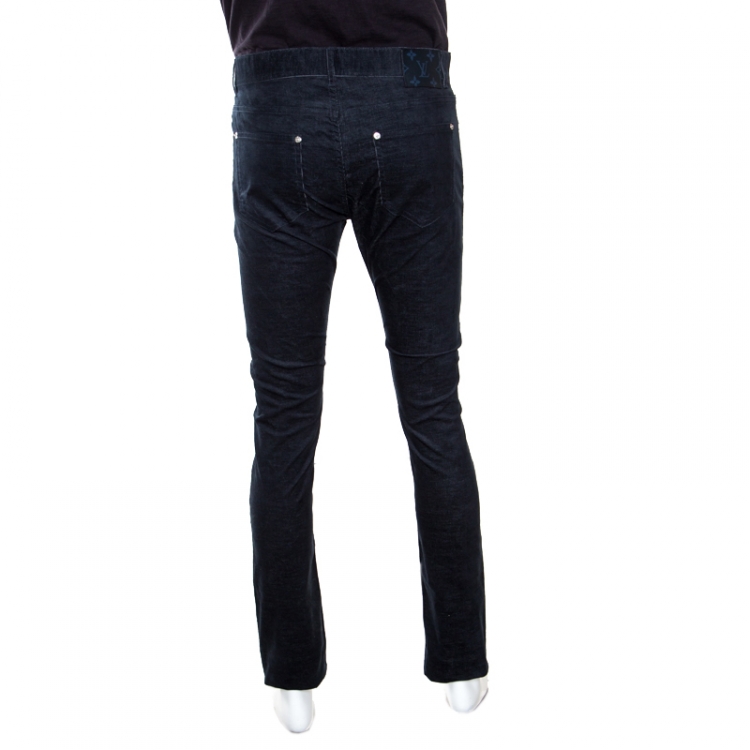 Pre Owned Louis Vuitton Marine Slim Fit Corduroy Denim Pants M