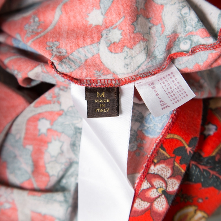 Pre Owned Louis Vuitton Red Demonic Owl Printed Cotton T-Shirt M