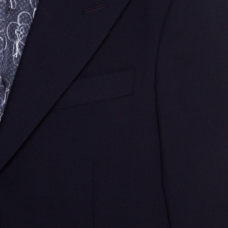 Pre Owned Louis Vuitton Uniforms Navy Blue Wool Slim Blazer XS