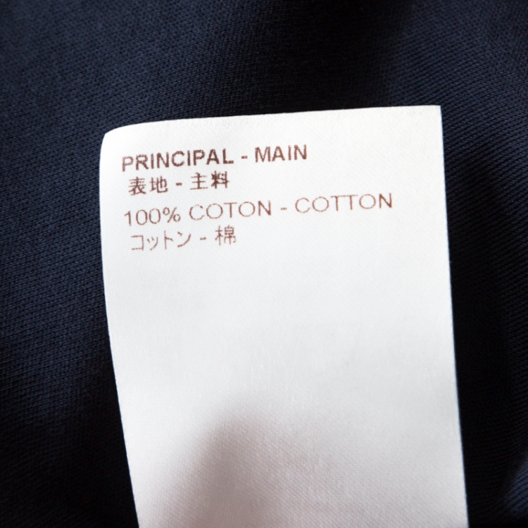 مملوكة مسبقًا Louis Vuitton Dark Blue Cotton Logo Embroidered Striped Sleeve T Shirt XXL 