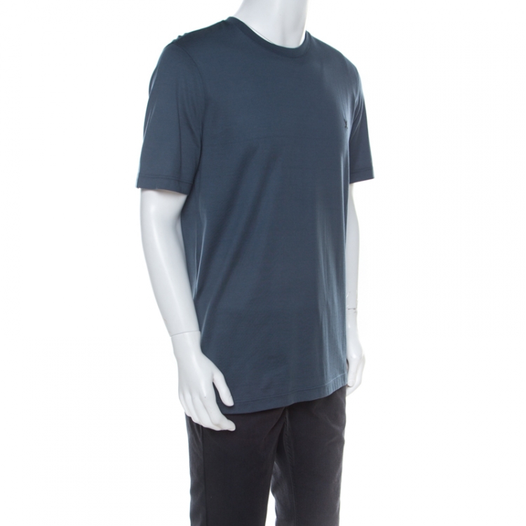 Pre Owned Louis Vuitton Teal Blue Cotton T Shirt XL 