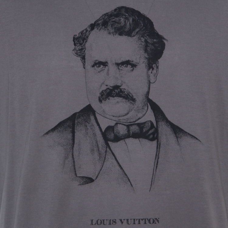 Pre Owned Louis Vuitton Grey Printed Cotton T Shirt XXL 