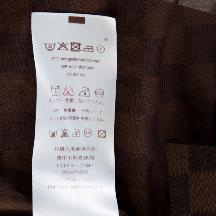 Pre Owned Louis Vuitton Brown Cotton Damier Ebene Button Front Shirt M 