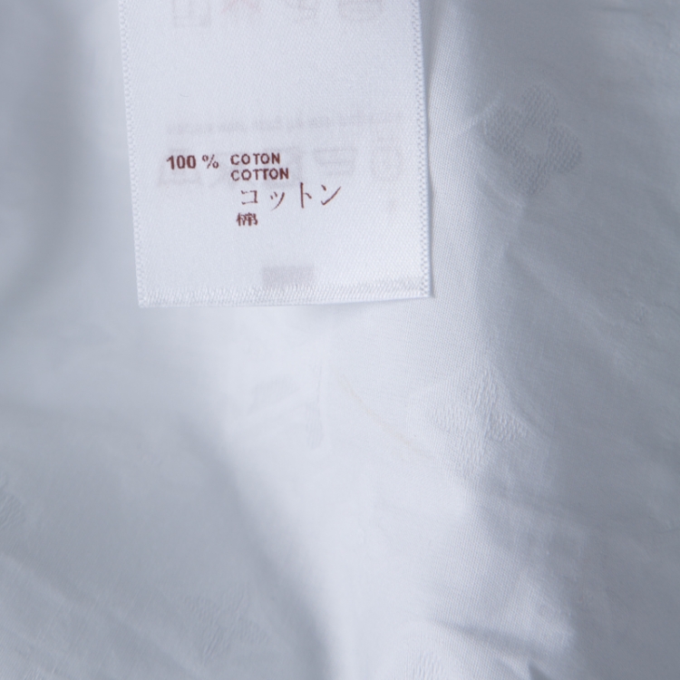 Pre Owned Louis Vuitton White Monogram Fil Coupé Cotton Short Sleeve Shirt S