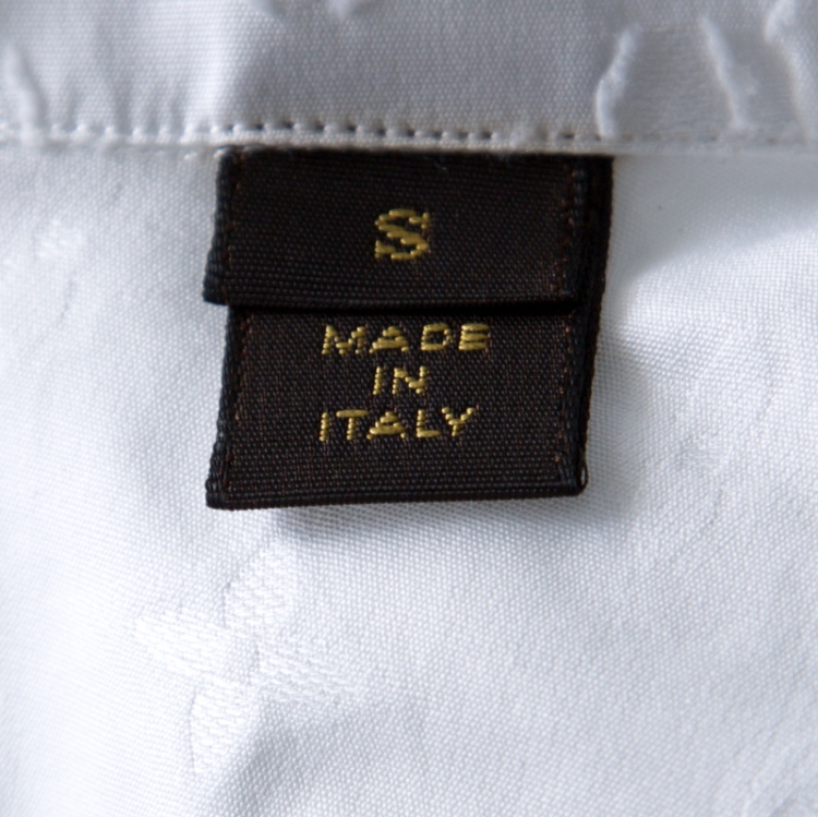 Pre Owned Louis Vuitton White Monogram Fil Coupé Cotton Short Sleeve Shirt S