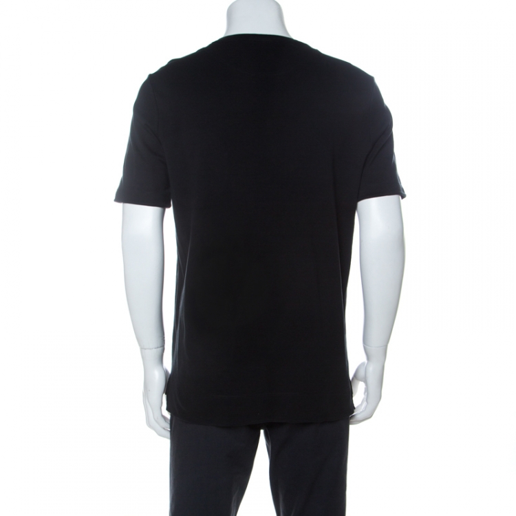 Pre Owned Louis Vuitton Black Cotton Damier Ebene Pocket Patch T Shirt XL