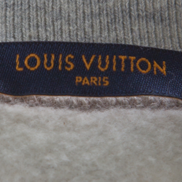 Pre Owned Louis Vuitton Grey Cotton Jersey Upside Down Logo Sweatshirt M