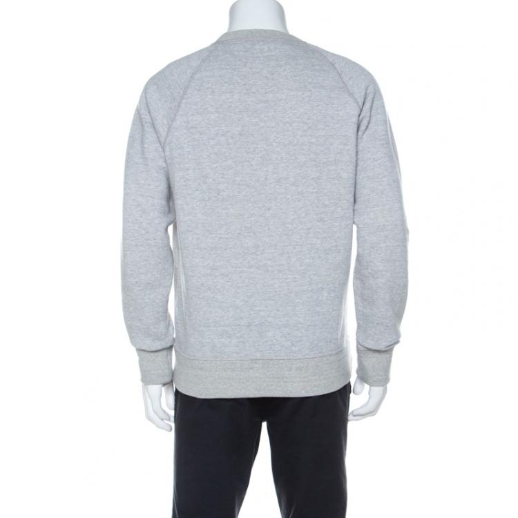 Pre Owned Louis Vuitton Grey Cotton Jersey Upside Down Logo Sweatshirt M