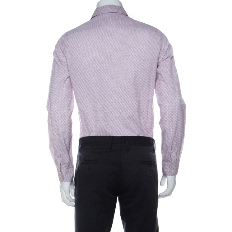 Pre Owned Louis Vuitton White LV Print Cotton Long Sleeve Shirt S