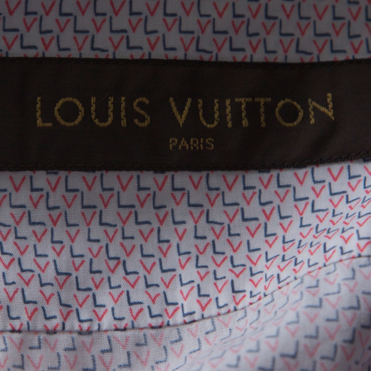 Pre Owned Louis Vuitton White LV Print Cotton Long Sleeve Shirt S