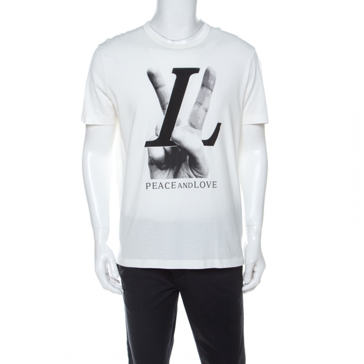 Louis Vuitton Cream Cotton Peace and Love T-Shirt M Louis Vuitton