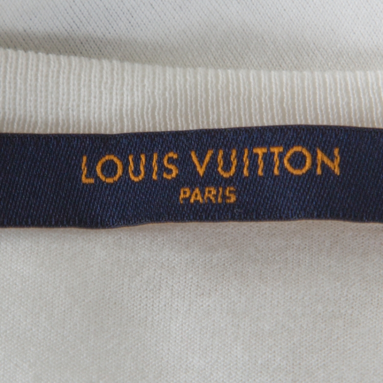 Pre Owned Louis Vuitton Cream Cotton Peace and Love T-Shirt M 