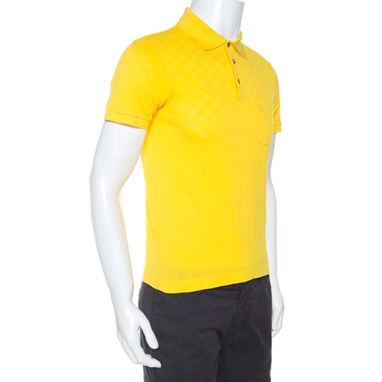 Louis Vuitton Yellow Patterned Cotton Knit Polo T-shirt XS Louis Vuitton