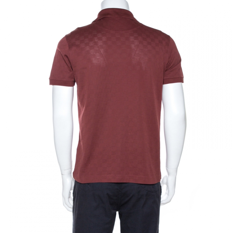 Pre Owned Louis Vuitton Brick Red Damier Pique Polo T-Shirt M