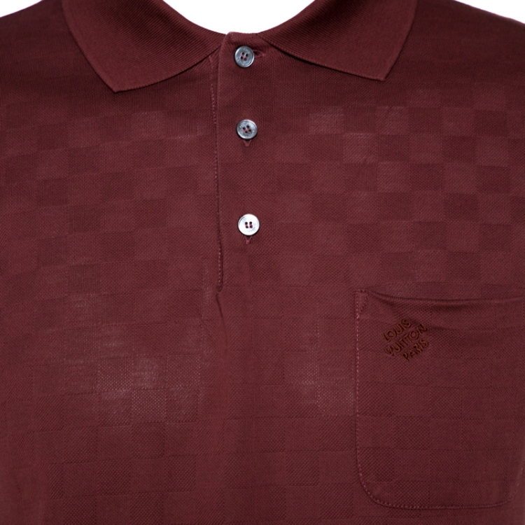 Pre Owned Louis Vuitton Brick Red Damier Pique Polo T-Shirt M