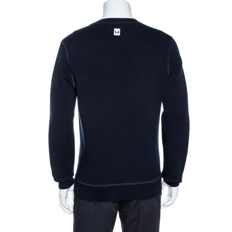 Pre Owned Louis Vuitton Navy Blue Sailboat Print Cotton Sweatshirt M