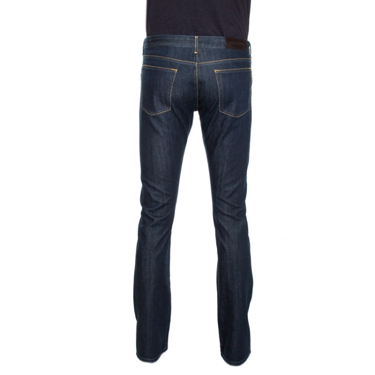 Pre Owned Louis Vuitton Dark Blue Denim Straight Leg Jeans L
