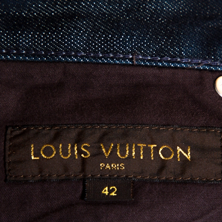 Pre Owned Louis Vuitton Dark Blue Denim Straight Leg Jeans L