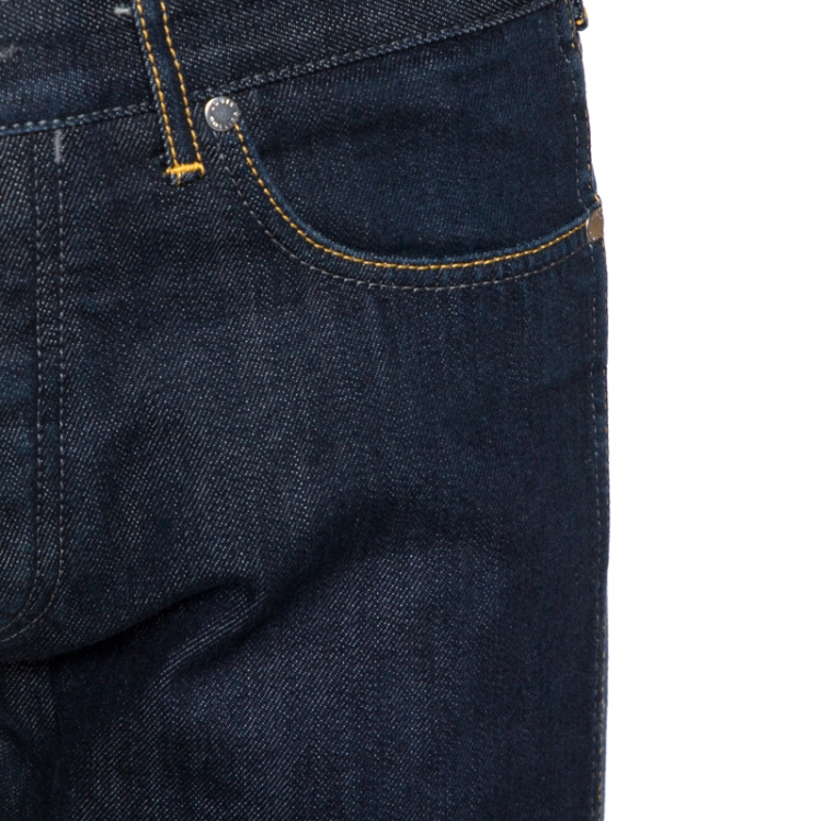 Pre Owned Louis Vuitton Dark Blue Denim Straight Leg Jeans L