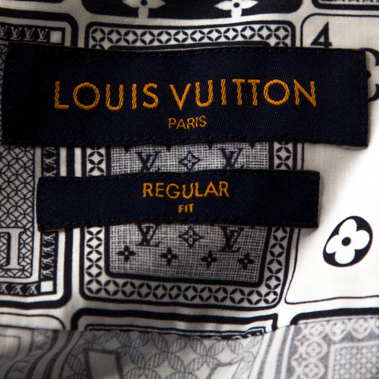 Louis Vuitton Navy Blue Lv Cards Print Cotton Regular Fit Shirt L Louis Vuitton Tlc