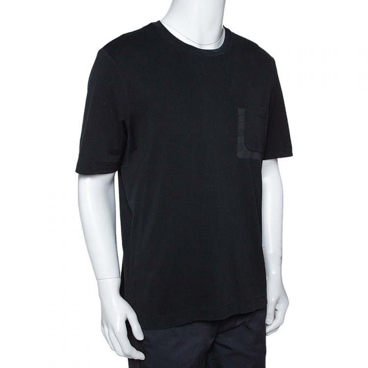 Louis Vuitton Men's Gray Cotton Damier Pocket Crewneck T-Shirt