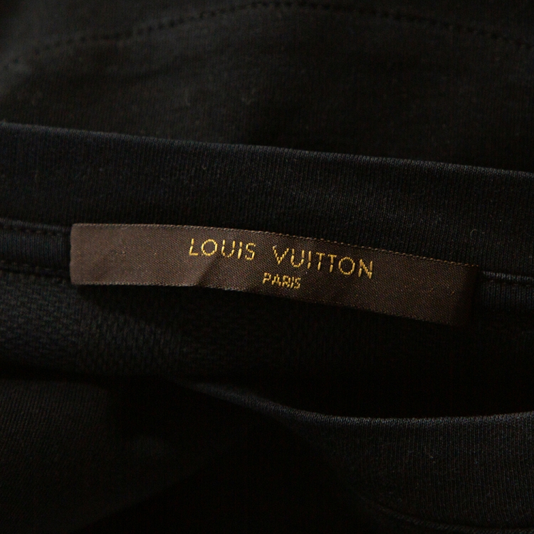 Pre Owned Louis Vuitton Black Cotton Damier Ebene Pocket Patch T Shirt XL