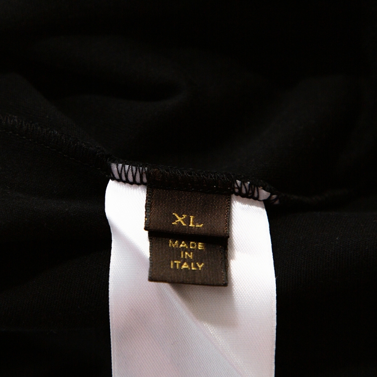 Pre Owned Louis Vuitton Black Cotton Damier Ebene Pocket Patch T Shirt XL
