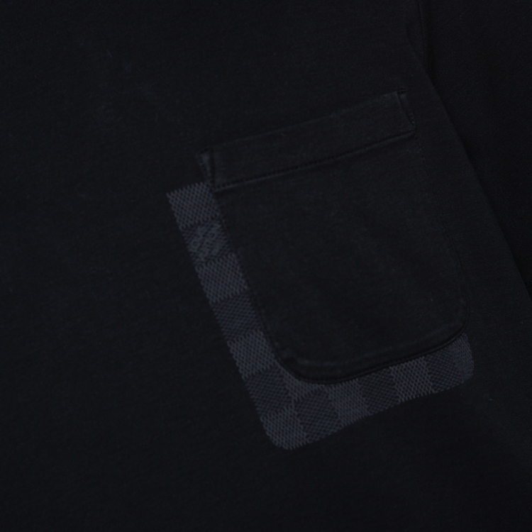 Pre Owned Louis Vuitton Black Cotton Damier Ebene Pocket Patch T Shirt XL
