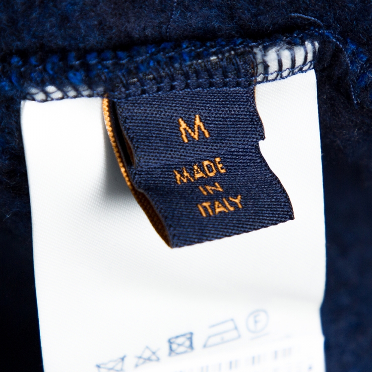 Pre Owned Louis Vuitton Blue Monogram Jacquard Wool Blend Sweatshirt M