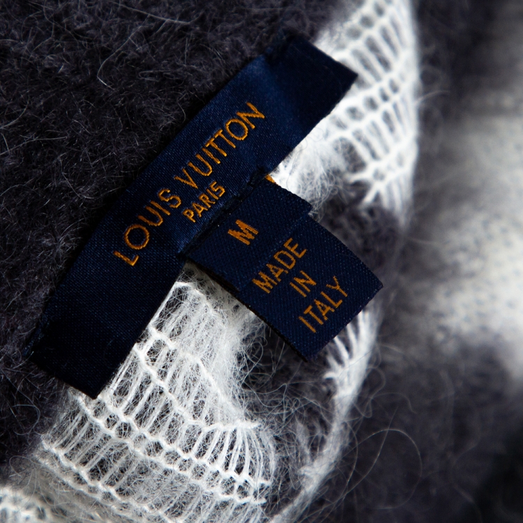 Pre Owned Louis Vuitton Grey USA Flag Mohair Jacquard Crew Neck Sweater M