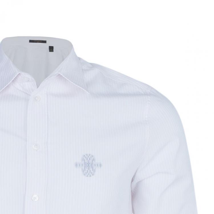 Pre Owned Louis Vuitton Men's Light Pink Pinstripe Shirt L