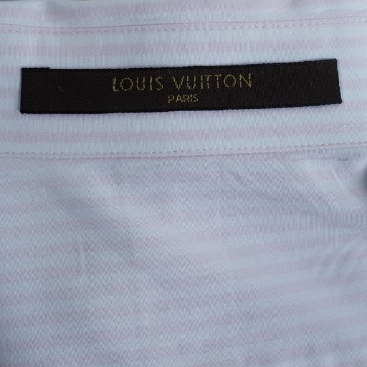 Pre Owned Louis Vuitton Men's Light Pink Pinstripe Shirt L
