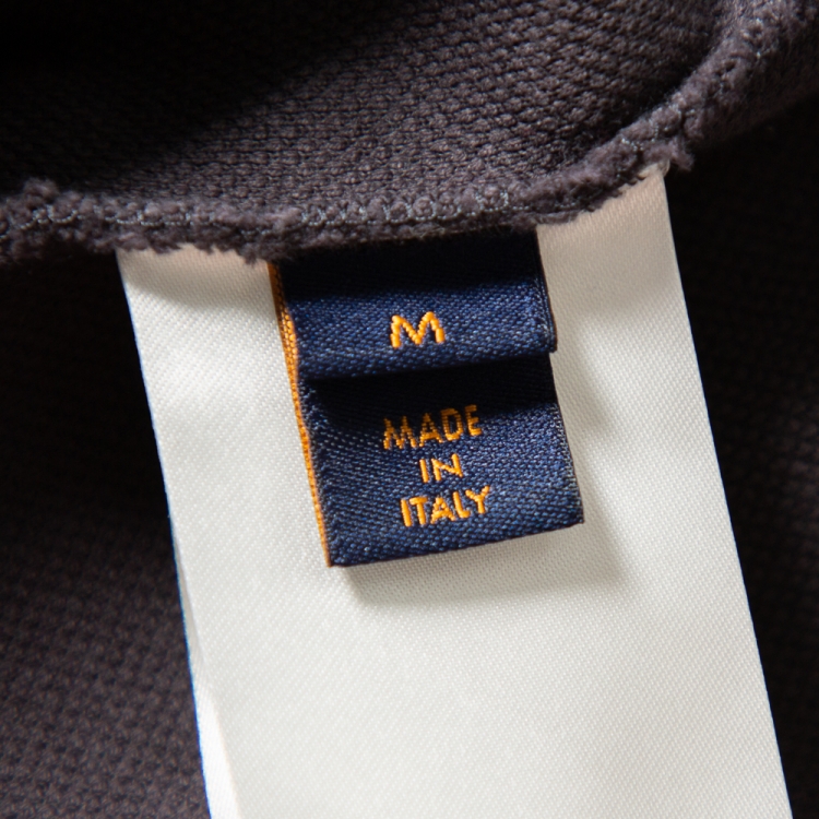 مملوكة مسبقًا Louis Vuitton Grey Cotton Vegetal Logo Lace Detail Crewneck T-Shirt M