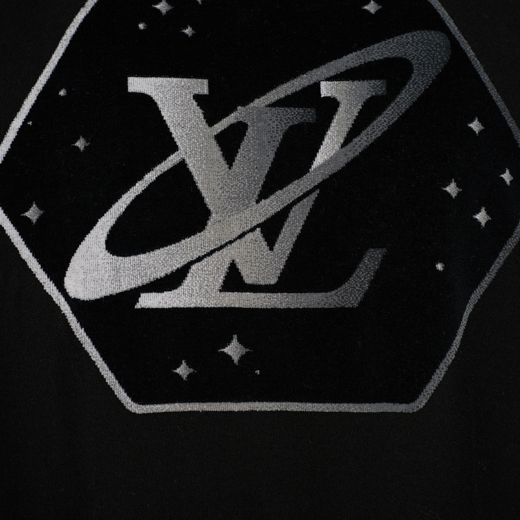 Pre Owned Louis Vuitton Black Cotton Jacquard Velour Satellite Motif T-Shirt XL
