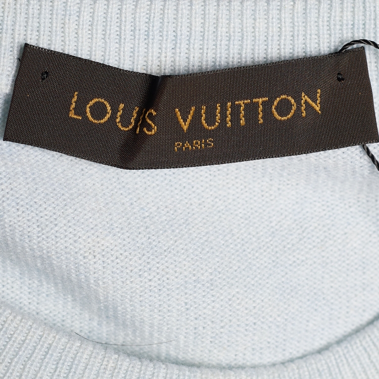 Pre Owned Louis Vuitton Pale Blue Mélange Cashmere Knit Jumper XS