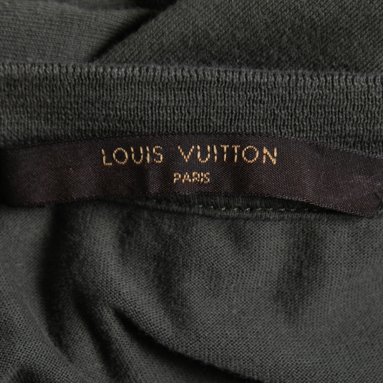 مملوكة مسبقًا Louis Vuitton Olive Green Cotton Logo Embroidered Short Sleeve T-Shirt M
