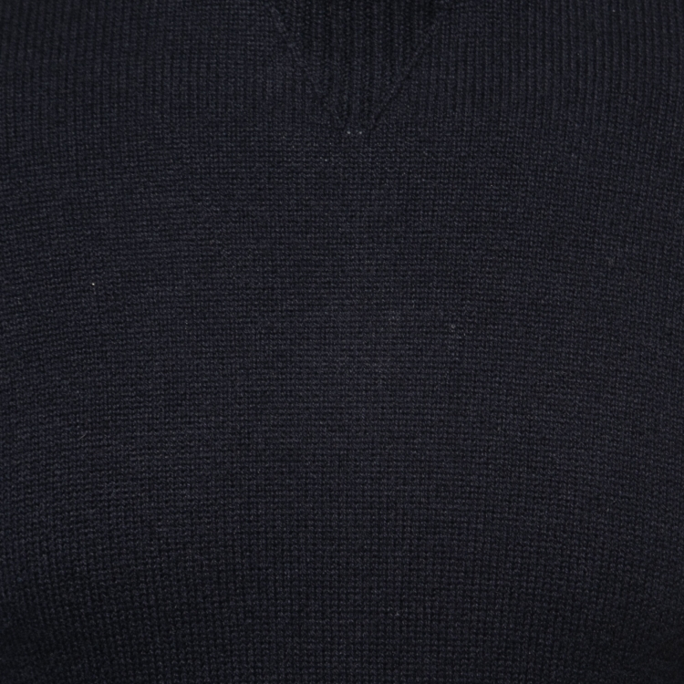 Pre Owned Louis Vuitton Black & Blue Monogram Cashmere Sweater XS