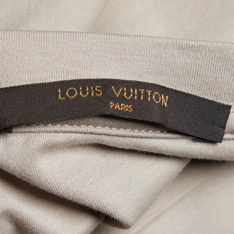 Pre Owned Louis Vuitton X Christopher Nemeth Beige Logo Printed Cotton Knit T-Shirt M