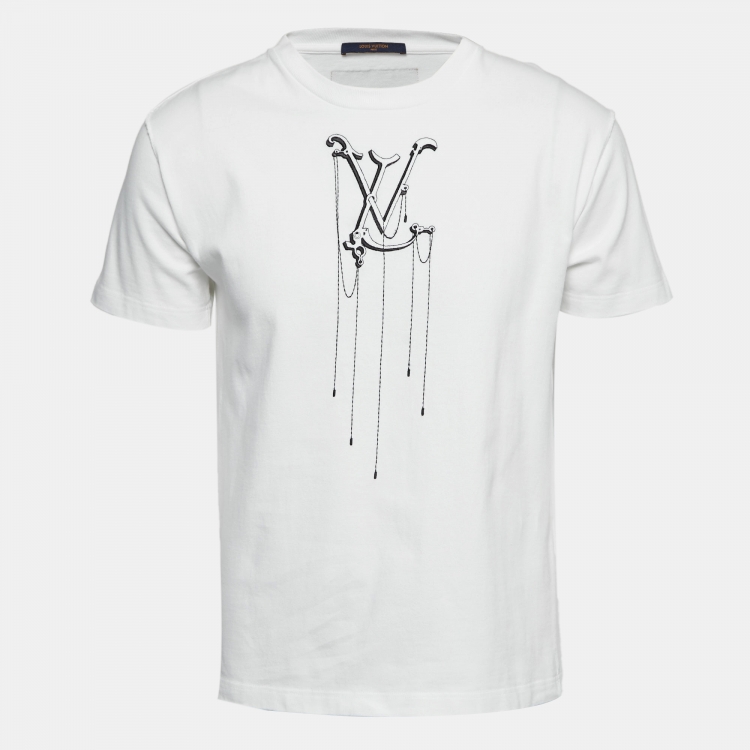 Louis Vuitton White Cotton Logo Embroidered Sleeve T-Shirt S Louis Vuitton |