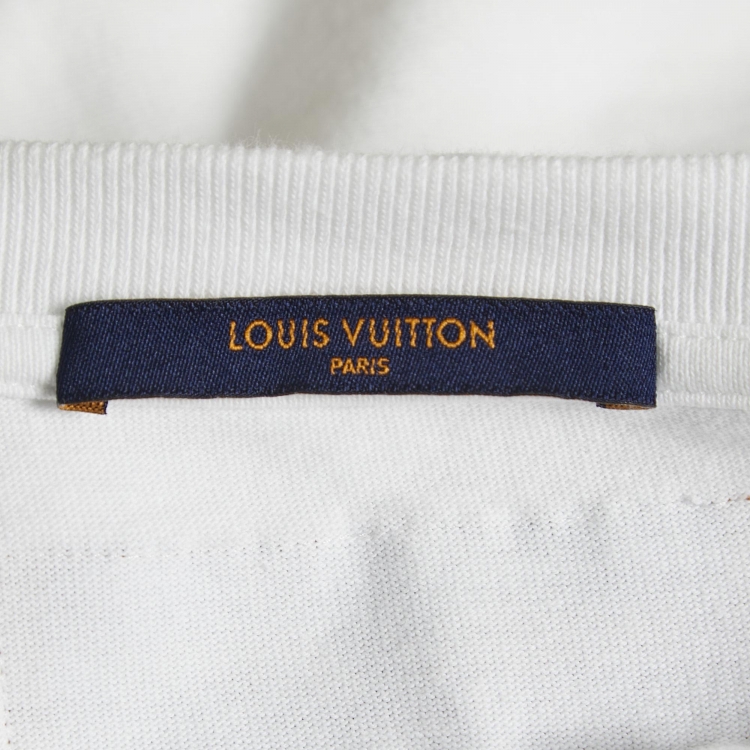 Pre Owned Louis Vuitton White Cotton Logo Embroidered Short Sleeve T-Shirt S