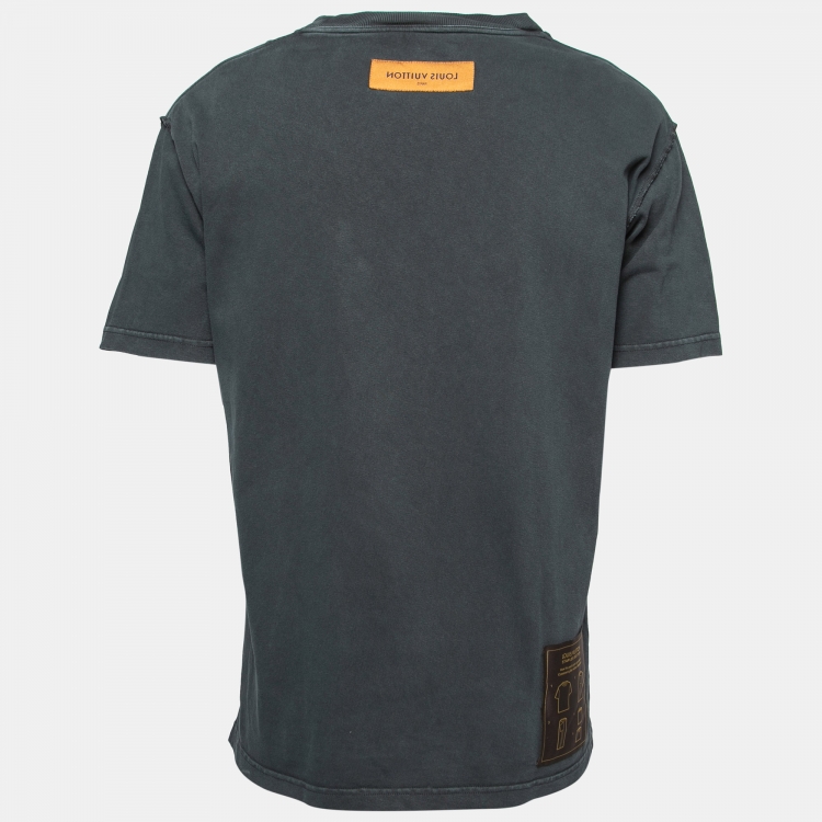 Pre Owned Louis Vuitton Anthracite Grey Inverted Seam Oversized T-Shirt L